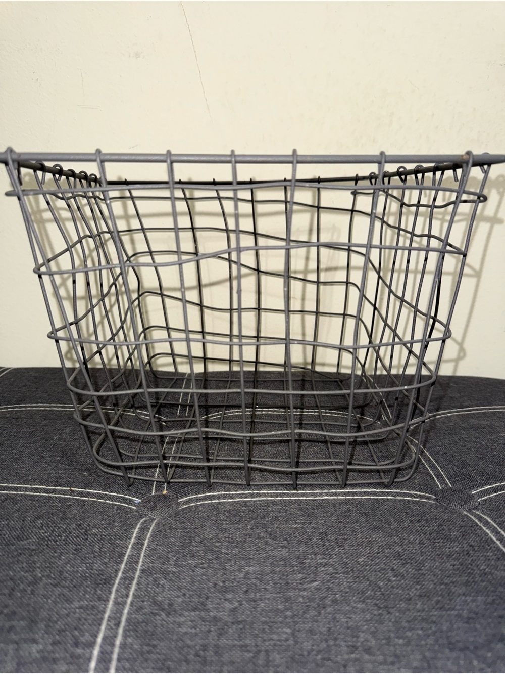 Silver square metal basket